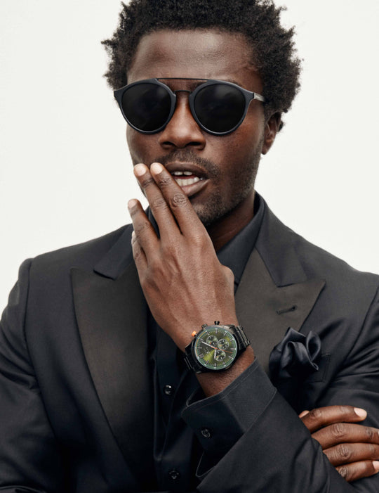 Black Round Double-Brow Bar Sunglasses