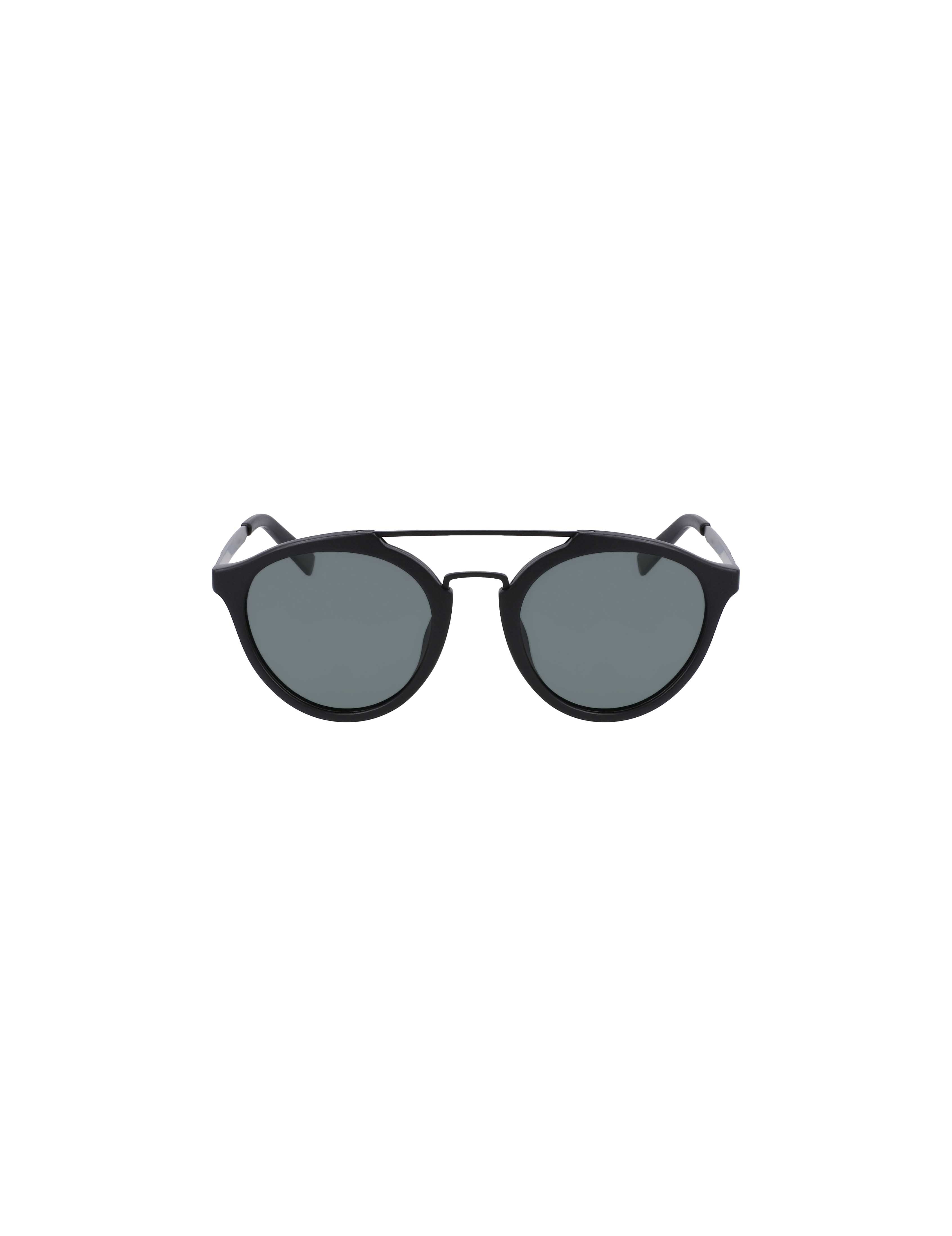 Matte Black Round Double-Brow Bar Sunglasses | Joseph Abboud