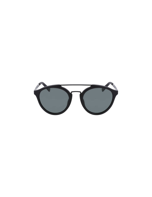 Joseph Abboud Matte Black Black Round Double-Brow Bar Sunglasses